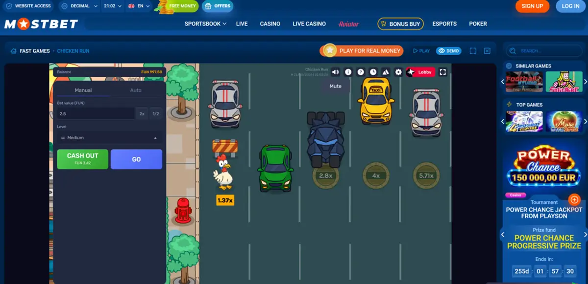 Chicken Run demo mode for testing multipliers, risk levels and gameplay Chicken Run demo mode for testing multipliers, risk levels and gameplay