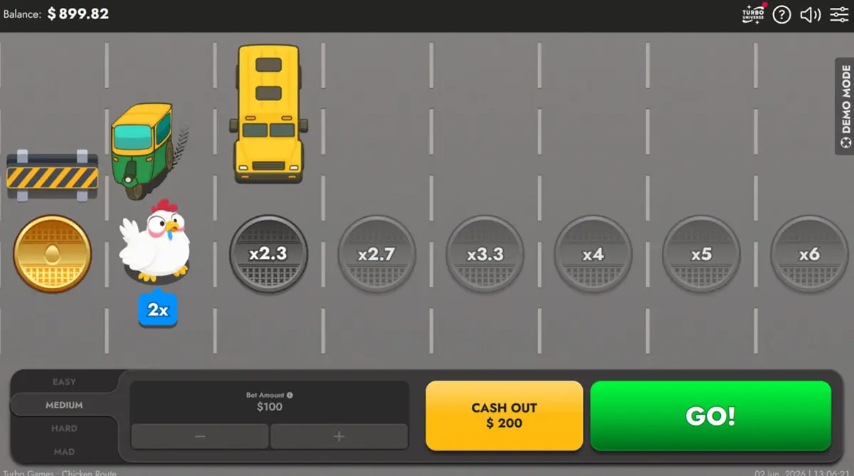 Chicken Route game parameters with RTP, provider and risk levels Chicken Route game parameters with RTP, provider and risk levels
